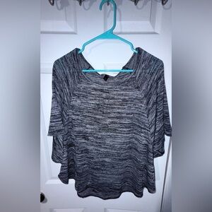 Iz Byer Black and Gray Short Sleeve Tunic Top